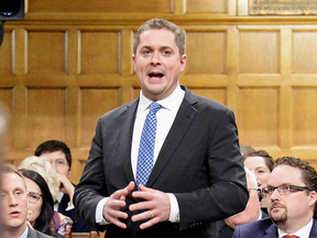 Conservative Leader Andrew Scheer speaks during question period in the House of Commons on Dec.12, 2018.