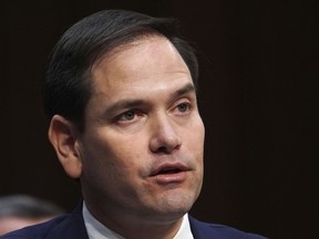 FILE - In this March 14, 2018, file photo, Sen. Marco Rubio, R-Fla., speaks during a hearing on school safety on Capitol Hill in Washington. Rubio is calling on Florida officials to formally pardon four young African-American men who were wrongly accused of raping a white woman nearly 70 years ago.