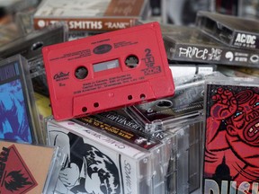 Various music cassettes are seen in Toronto on February 17, 2017.