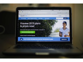 The HealthCare.gov website is photographed in Washington, Wednesday, Oct. 31, 2018. Health insurance sign-ups for the Affordable Care Act are down with just a few days left to enroll in most states, even though premiums are stable, consumers have more choice, and millions of uninsured people can still get financial help. The nation's uninsured rate could edge up again.