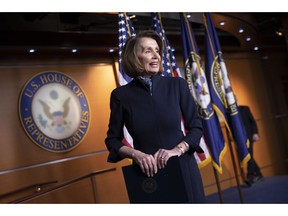 House Democratic leader Nancy Pelosi of California finishes a news conference at the Capitol in Washington, Thursday, Dec. 13, 2018. Pelosi has all but ensured she will become House speaker next month, quelling a revolt by disgruntled younger Democrats by agreeing to limit her tenure to no more than four additional years in the chamber's top post.