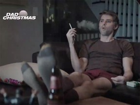 A scene from the Saturday Night Live skit "Dad Christmas" is seen in a still from a video.