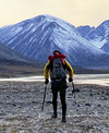 Derrick Spafford running north of the Arctic Circle on Baffin Island.