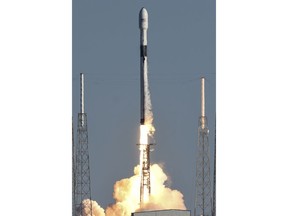A SpaceX Falcon 9 rocket lifts off at the Cape Canaveral Air Force Station in Cape Canaveral, Fla., Sunday, Dec. 23, 2018. The rocket is carrying the U.S. Air Force's most powerful GPS satellite ever built.
