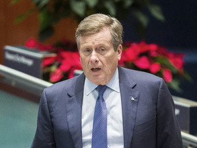 Toronto Mayor John Tory during a city council session on Dec. 13, 2018.
