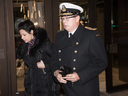 Vice-Admiral Mark Norman and his lawyer Marie Henein leave the Ottawa courthouse, Dec 18, 2018.