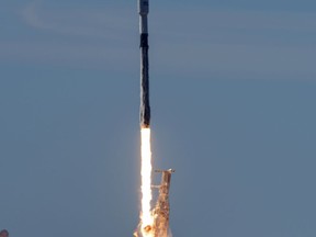 FILE - In this Dec. 3, 2018, file photo, In this photo provided by the U.S. Air Force, a SpaceX Falcon 9 rocket, carrying the Spaceflight SSO-A: SmallSat Express, launches from Space Launch Complex-4E at Vandenberg Air Force Base, Calif.