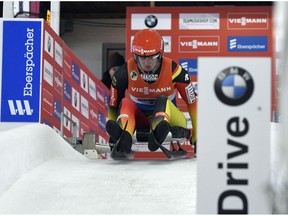 Natalie Geisenberger, of Germany, takes a training run for the luge World Cup on Friday, Dec. 14, 2018, in Lake Placid, N.Y. Competition begins on Saturday.