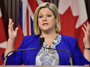 Ontario NDP Leader Andrea Horwath speaks during a press conference at Queen's Park in Toronto on Monday, Dec. 17, 2018.