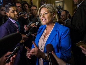 Ontario NDP leader Andrea Horwath during speaks to media following the morning session in the legislature at Queen's Park in Toronto, Ont. on Wednesday September 12, 2018.