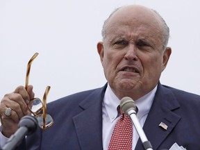 In this Aug. 1, 2018, file photo, Rudy Giuliani, an attorney for President Donald Trump, speaks in Portsmouth, N.H.