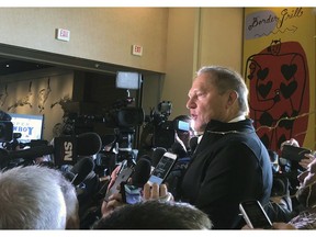 Baseball agent Scott Boras speaks to the media during the Major League Baseball winter meetings in Las Vegas, Wednesday, Dec. 12, 2018.  Boras represents star free agent Bryce Harper and many other big names in the game.