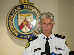 Toronto Police 23 Division Supt. Ron Taverner, addresses media in Toronto, Ont. on Wednesday October 24, 2018.  Taverner showed a surveillance video depicting an 8 year boy taking cover as shot were fired.