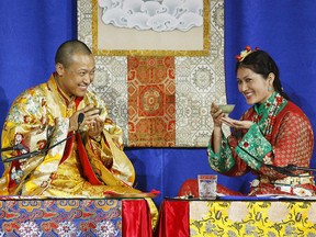 Sakyong Mipham Rinpoche, left, and his bride Princess Tseyang Palmo smile during their Tibetan Buddhist royal wedding ceremony in Halifax on June 10, 2006. A spokesman for the Larimer County Sheriff’s Office says police have received information regarding possible criminal activity involving the Shambhala Mountain Center in Red Feather Lakes, Colo.