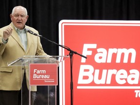 Agriculture Secretary Sonny Perdue speaks Tuesday, Dec. 18, 2018, in Lebanon, Tenn. Perdue and Acting EPA administrator Andrew Wheeler met with farmers about a new Trump administration proposal to redefine "waters of the United States."