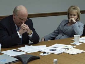 Christian Bale (left) stars as Dick Cheney and Amy Adams (right) stars as Lynne Cheney.