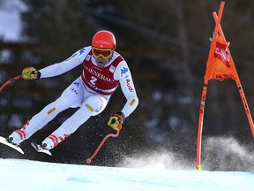 Italy's Christof Innerhofer speeds down the course during a ski World Cup Men's Downhill in Bormio, Italy, Friday, Dec.28, 2018.