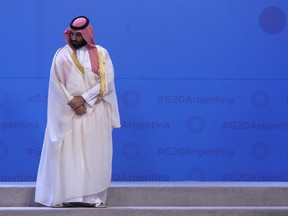 Saudi Arabia's Crown Prince Mohammed bin Salman during the G20 Leaders' Summit family photo on November 30, 2018 in Buenos Aires.