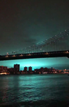 A blue light caused by a transformer explosion at a power plant in Queens.