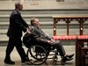 Former Presidents George W. Bush, left, and George H.W. Bush arrive at St. Martin’s Episcopal Church for a funeral service for former first lady Barbara Bush,  in Houston on April 21, 2018.