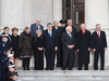 Right to left: Former Vice President Dan Quayle, former Secretary of State James Baker, former Defence Secretary Colin Powell, former Vice President Dick Cheney and others await the arrival of the casket bearing the remains of former U.S. President George H.W. Bush at the Capitol on Dec. 3, 2018 in Washington, DC.