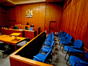 The juror seats in a Toronto courtroom.