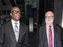Judge Donald McLeod, left, with his lawyer Mark Sandler, outside a judicial council hearing into his conduct on Nov. 30, 2018.