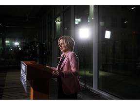 Alberta Premier Rachel Notley speaks during an announcement of a mandatory cut in oil production to deal with a price crisis that is costing Canada an estimated $80 million a day, in Edmonton on Sunday, Dec. 2, 2018.