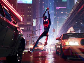 Miles Morales, voiced by Shameik Moore, in a scene from Spider-Man: Into the Spider-Verse.