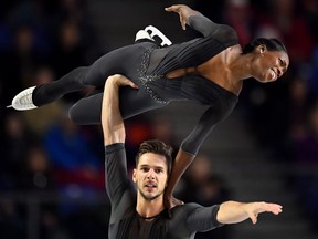 Vanessa James and Morgan Cipres, of France, perform their pairs free skate at the Grand Prix of Figure Skating finals in Vancouver, Saturday, Dec. 8, 2018.