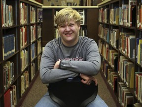 Ulysses High School senior Braxton Moral sits for a portrait at the school in Ulysses, Kan., on Wednesday, Dec. 12, 2018. The 16-year old will graduate from Harvard before he graduates from high school in May 2019.