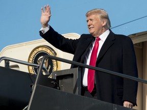 President Donald Trump arrives at Kansas City International Airport in Kansas City, Mo., Friday, Dec. 7, 2018, to speak at the 2018 Project Safe Neighborhoods National Conference.