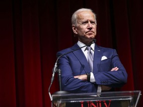 Former Vice President Joe Biden speaks during the UNLV William S. Boyd School of Law 20th Anniversary Gala  in Las Vegas on Saturday, Dec. 1, 2018.