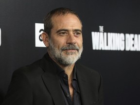 FILE - In this Sept. 27, 2018, file photo,  Jeffrey Dean Morgan arrives at the LA Premiere of the Season 9 of the AMC's "The Walking Dead" in Los Angeles. A North Carolina animal rescue group says a donkey and an emu who've bonded with each other can stay together, thanks to actor Morgan, who plays the villainous Negan on the TV zombie thriller "The Walking Dead." The Charlotte Observer reports Carolina Waterfowl Rescue Founder Jennifer Gordon says Morgan is adopting them Tuesday, Dec. 4.