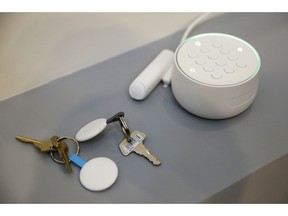 FILE- In this Sept. 20, 2017, file photo the Nest Secure alarm system is seen on display during an event in San Francisco. Technology companies are pushing the "smart home," selling appliances and gadgets that offer internet-connected conveniences you didn't know you needed.