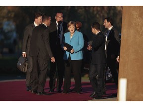 German Chancellor Angela Merkel arrives to attend a UN Migration Conference in Marrakech, Morocco, Monday, Dec.10, 2018. Top U.N. officials and government leaders from about 150 countries are uniting around an agreement on migration, while finding themselves on the defensive about the non-binding deal amid criticism and a walkout from the United States and some other countries.