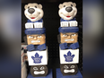 A Toronto Maple Leafs-themed totem pole is shown at a Lawton's drug store.