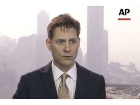 In this image made from a video taken on March 28, 2018, North East Asia senior adviser Michael Kovrig speaks during an interview in Hong Kong. A former Canadian diplomat reportedly has been arrested in China. The International Crisis Group said Tuesday, Dec. 11 it's aware of reports that its North East Asia senior adviser Michael Kovrig has been detained. (AP Photo)