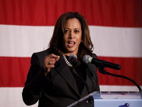 Senator Kamala Harris, a Democrat from California, speaks during a rally for Gavin Newsom, Democratic candidate for governor of California, not pictured, in Burbank, California, U.S., on Wednesday, May 30, 2018.