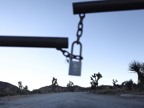 The entrance gate to a campground is locked at Joshua Tree National Park on January 4, 2019 in Joshua Tree National Park, California.