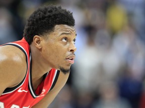 Kyle Lowry #7 of the Toronto Raptors watches the action against the Indiana Pacers at Bankers Life Fieldhouse on January 23, 2019 in Indianapolis, Indiana.