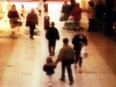 A surveillance camera shows the abduction of two-year-old James Bulger from the Bootle Strand shopping mall on Feb. 12 1993 at 3:42pm near Liverpool, England.