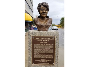 A bronze sculpture honouring the second woman ever elected to Parliament, Martha Black, is shown in Whitehorse in this undated handout photo. Vandals in Whitehorse have damaged a bronze sculpture honouring the second woman ever elected to Parliament. The City of Whitehorse says the bronze bust of Martha Black, which was unveiled less than six months ago, was vandalized sometime last weekend, although the extent of the damage was not revealed.