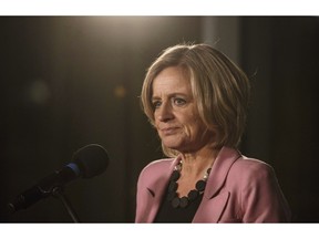 Alberta Premier Rachel Notley speaks during an announcement in Edmonton on Sunday, Dec. 2, 2018. Alberta Premier Rachel Notley says while she won't bring in a sales tax, a health premium or a payroll tax, she will wait until closer to the election to unveil the rest of her NDP's tax platform.