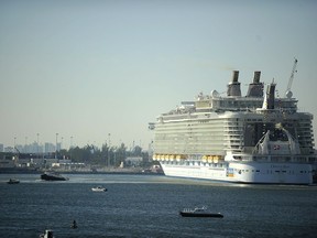 In this 2009, file photo, Royal Caribbean's Oasis of the Seas cruise ship is docked at Port Everglades in Fort Lauderdale, Fla.