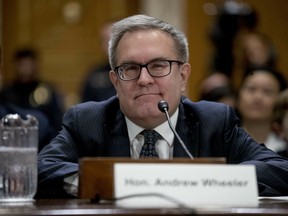 Andrew Wheeler arrives to testify at a Senate Environment and Public Works Committee hearing to be the administrator of the Environmental Protection Agency, on Capitol Hill in Washington, Wednesday, Jan. 16, 2019.