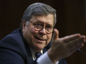 Attorney General nominee William Barr testifies before the Senate Judiciary Committee on Capitol Hill in Washington, Tuesday, Jan. 15, 2019.