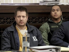 FILE - in this Dec. 14, 2018, file photo, former Chicago police Officer Jason Van Dyke, left, appears for a hearing at the Leighton Criminal Court Building, in Chicago. Attorneys in the case of the former Chicago police officer convicted of second-degree murder and 16 counts of aggravated battery in the 2014 shooting death of black teenager Laquan McDonald are making their final arguments to a judge who will impose the sentence the week of Jan. 14, 2019.
