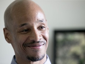 In this May 15, 2017 photo Patrick Pursley speaks in his apartment in Rockford, Ill. After being imprisoned nearly 24 years for the shooting death of Andy Ascher, Pursley has been absolved of the 1993 crime because the ballistics used to convict him proved to be wrong. Winnebago County Circuit Court Judge Joseph McGraw acquitted Pursley of the murder on Wednesday, Jan. 16, 2019.