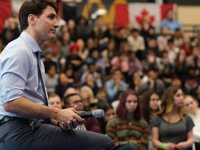 Prime Minister Justin Trudeau participates in a town hall Q&A at Thompson Rivers University in Kamloops, B.C. on Wednesday Jan. 9, 2019.